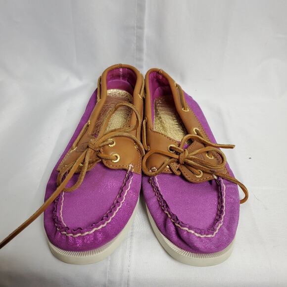 Sperry Purple Glitter Boat Shoes SZ 6.5 - Picture 3 of 6